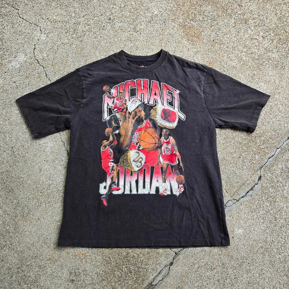 Vtg Y2k JORDAN BRAND Michael Jordan Montage Graphic NBA Tee Shirt Lg Fit